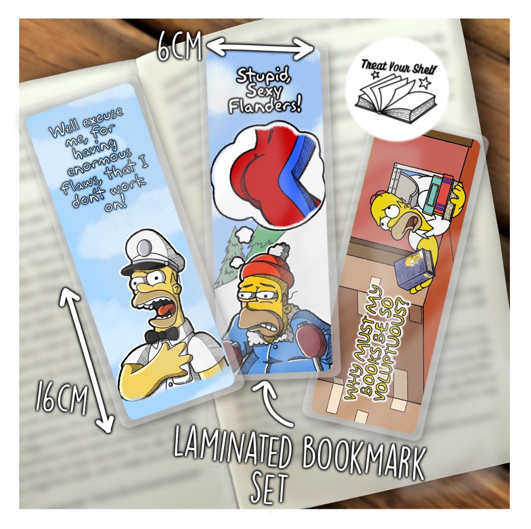 Simpsons Bookmark Draw The Homer Special | the Simpsons Laminated Bookmarks | Handmade Reader ...
