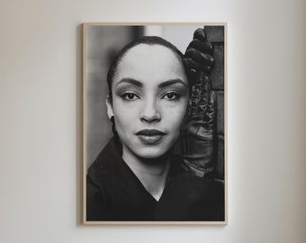Vintage Artist Black and White Art Poster, Digital Download Artwork ONLY (NO PRINTING), Sade Poster, Soul Music Art, Retro Music Art Print