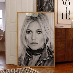 Kate Moss Poster, Fashion Print, Black and White Wall Art, Feminist Print, Trendy Apartment Art, Celebrity Print, Model Poster Chic Wall Art