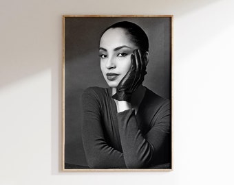 Vintage Artist Black and White Art Poster, Digital Download Artwork ONLY (NO PRINTING), Sade Print, Sade Adu Poster, Soul Music Art