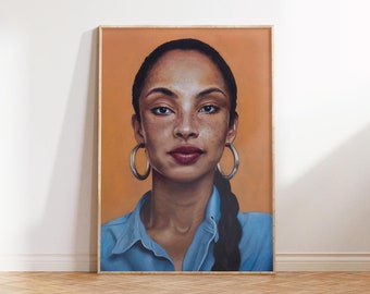 Sade Adu Portrait Poster, Retro Soul Music Art Print