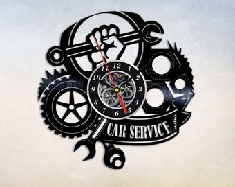 Car Service Vinyl Record Wall Clock, Auto Repair Garage Decor