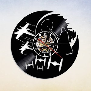 Eroi e cattivi di Darkside in un orologio da parete in vinile Galaxy Far, regalo dei personaggi dei film Death Star Galaxy