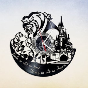 Hochzeit Rose Schallplatte Wanduhr, Kinderzimmer Dekor, Romantische Geschenke für Liebhaber, Hochzeit Valentinstag Geschenke, Das Biest und Schöne Kunst