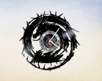 Reloj de pared de vinilo con diseño de dragón, reloj para sala de juegos, regalo para gamers, decoración de pared de videojuegos