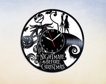 Together Forever Christmas Art Vinyl Wall Clock, Nightmare Jack Skellington and Sally Wall Art
