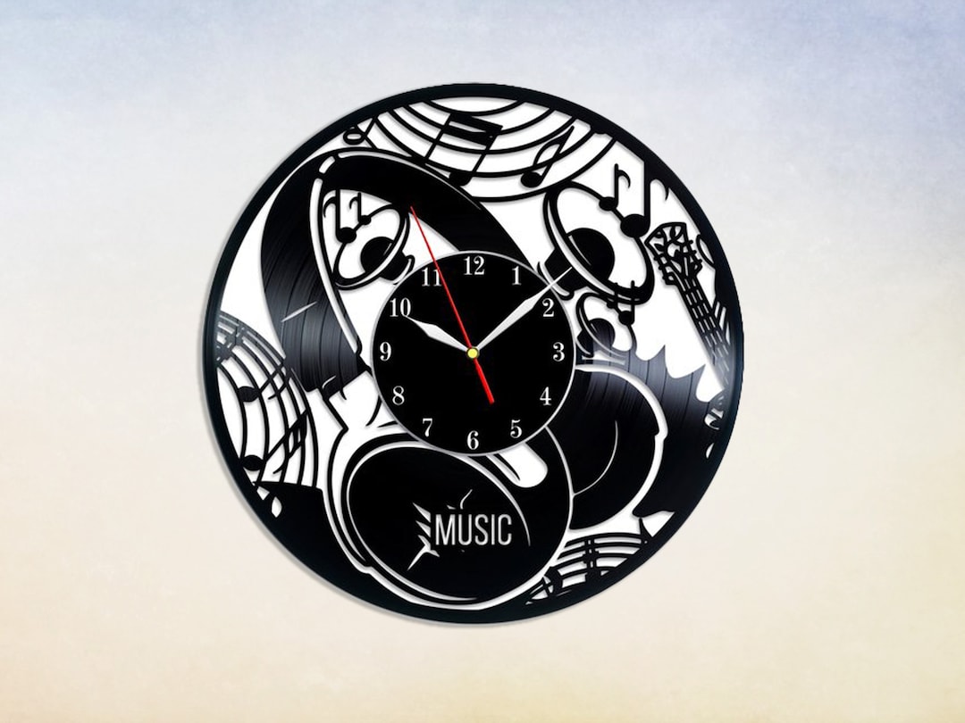Music Notes Vinyl Wall Clock Custom Music Wall Art Music Etsy