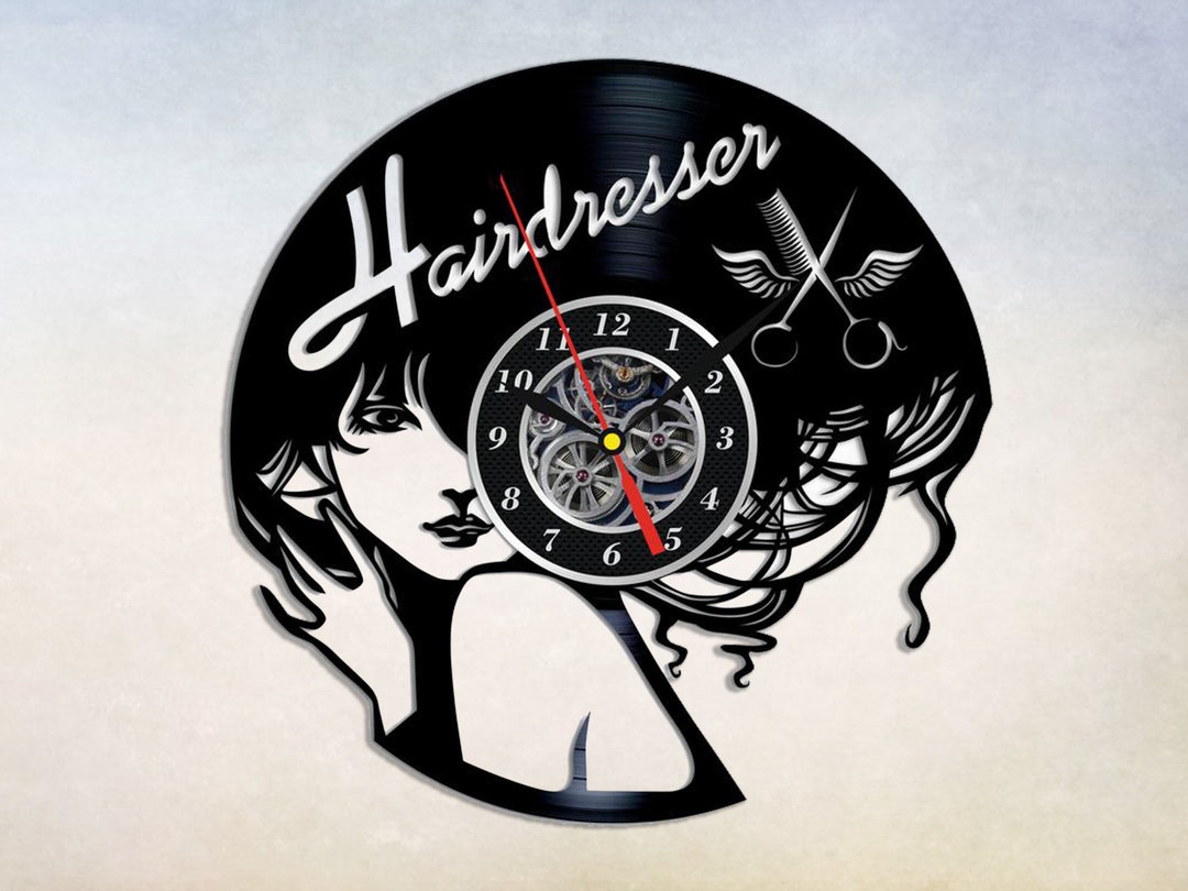 Hairdresser Vinyl Wall Clock Hairdresser's Gift Hair Etsy