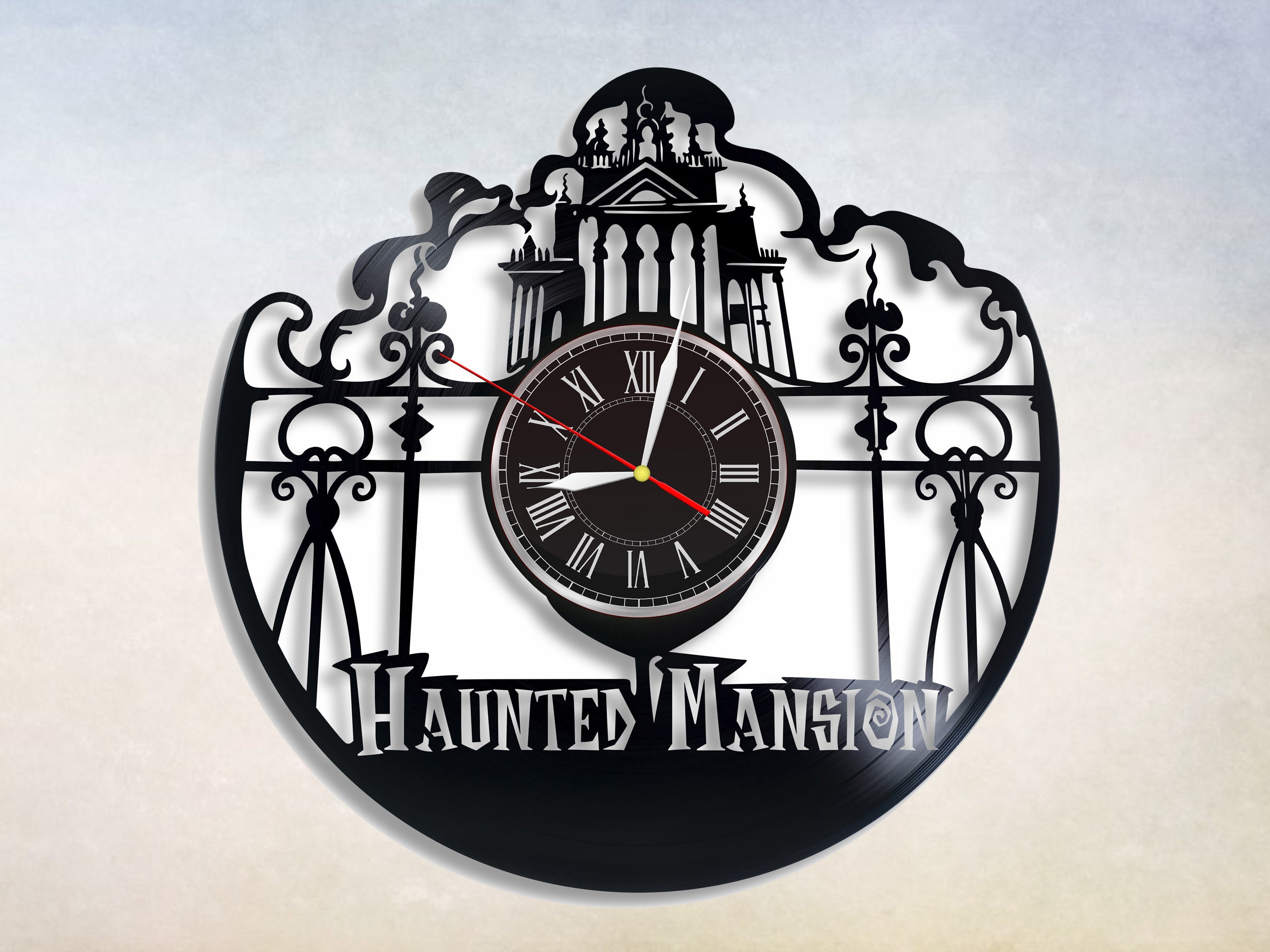 Haunted Mansion Vinyl Record Clock, Spooky Home Decor - Etsy
