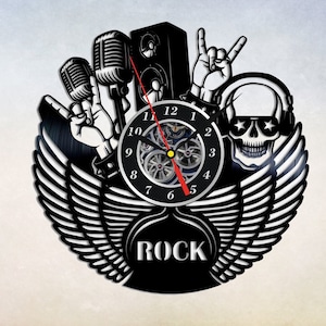 Rock Music Vinyl Record Wall Clock, Rock Music Decor, Gift for Rock Music Lovers