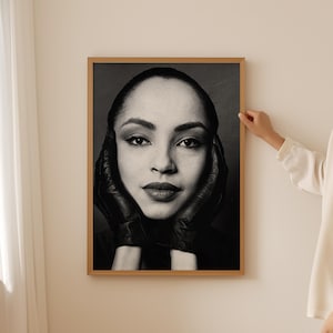 Artist Black and White Print, Retro Music Art Poster, Soul Music Art, Sade Poster, Sade Adu Print, Sade Photo Poster