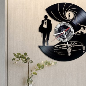Agent 007 Vinyl Record Wall Clock, Bond 007 Wall Art, 007 Gifts
