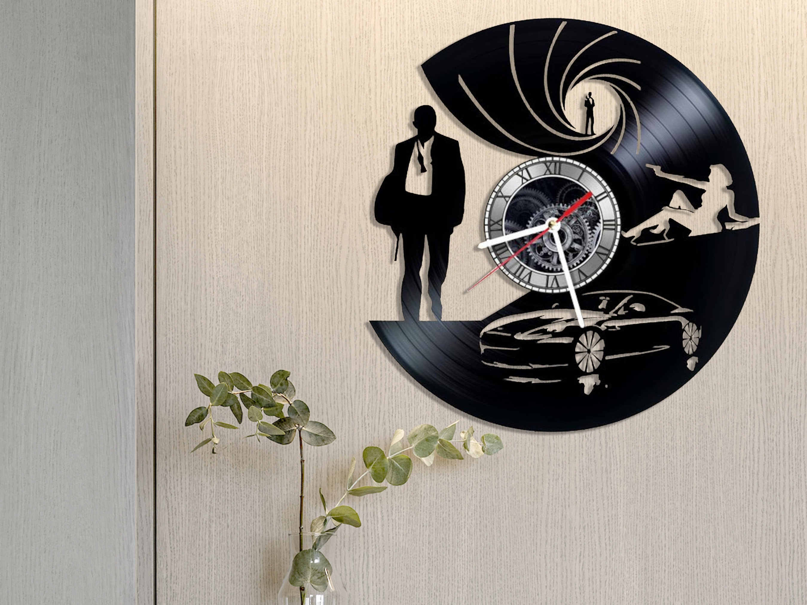 Skeleton Slash Color design vinyl record wall clock home art office shop hobby 