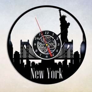 New York Vinyl Wall Clock, New York Wall Art Decoration, New York Gift Ideas, New York Skyline