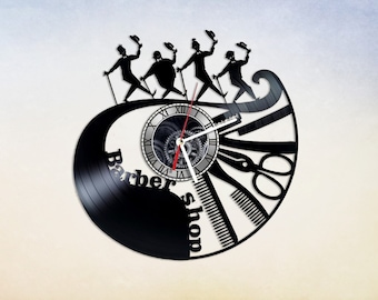 Reloj de pared de vinilo con diseño de barbería, decoración de barbería