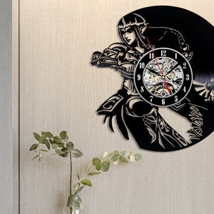 Link Video Games Vinyl Record Wandklok, Speelkamerklok, Gamer's Cave Wall Decor