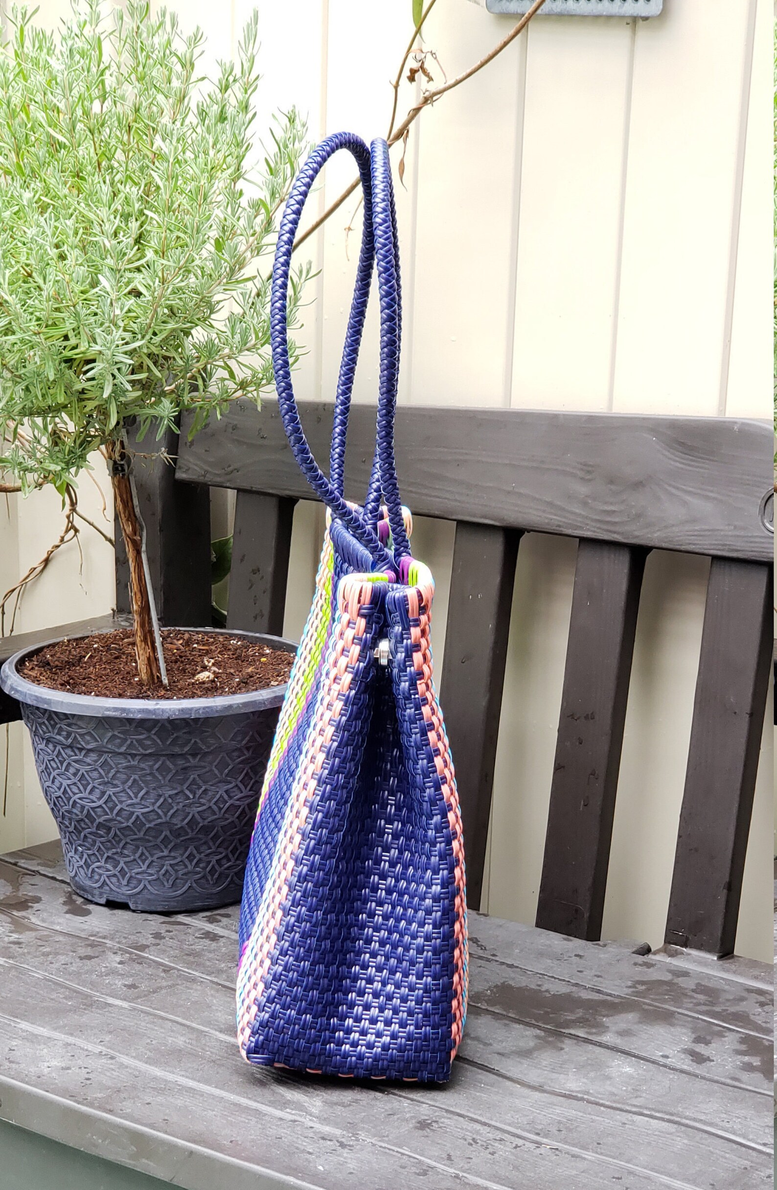 Handwoven Mexican Tote Bag Made of Recycled Plastic Beach Etsy