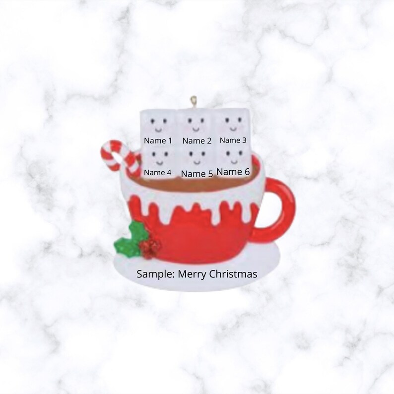 Christmas 2025, a charming keepsake featuring your loved ones’ names on smiling marshmallows. This Custom Marshmallow Family Ornament – Holiday 2025 Keepsake is perfect for cozy Christmas vibes and makes a great addition to your tree. Designed as a Christmas Mug Ornament with Names – Family of 5 – 2025,  Our Hot Chocolate Family Ornament – Christmas Tree Decor 2025 Ornament this listing.