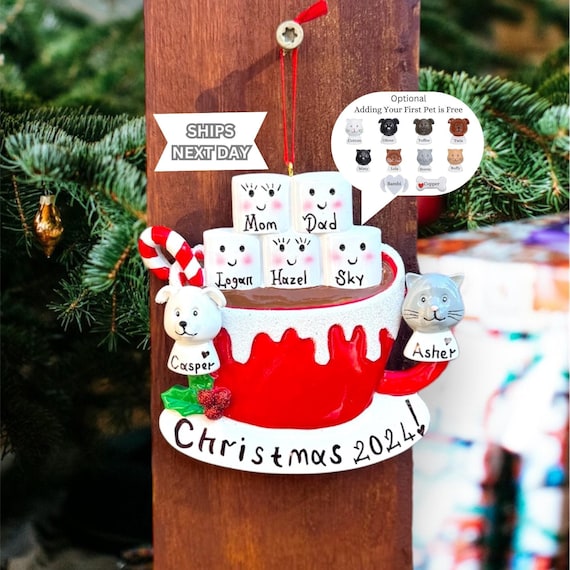 Personalized Family Christmas Ornaments, 2026 Christmas Tree Decor, Adding Pet Ornament & Eyelash Available, Up to 6 People Ornament