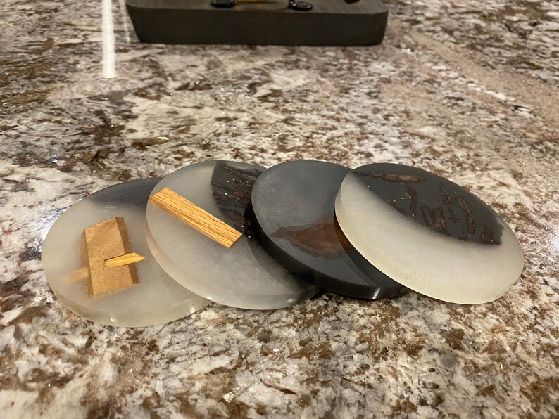 Resin coasters with wood 4 Piece Set Epoxy coasters with Etsy