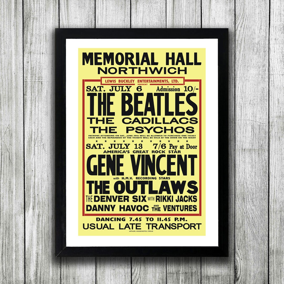 Beatles Memorial Hall Northwich Stroud Repro Gig Poster Etsy UK