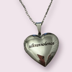 Lana Del Rey Ultraviolence silver heart shaped coquette locket necklace