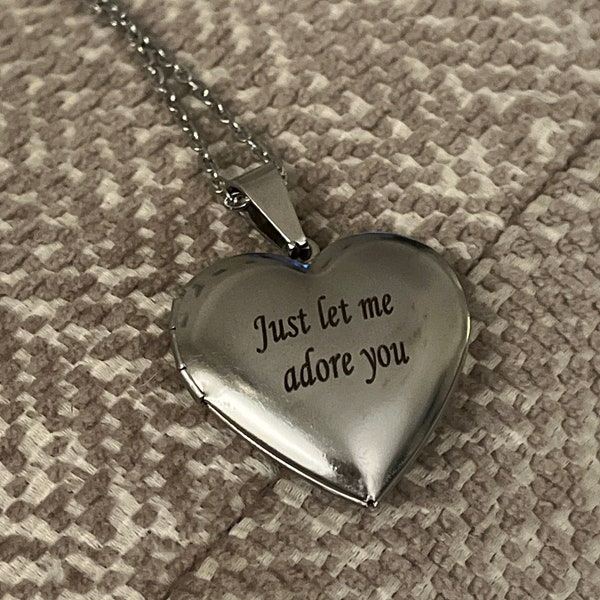 Harry Styles adore you silver heart shaped lyric locket necklace