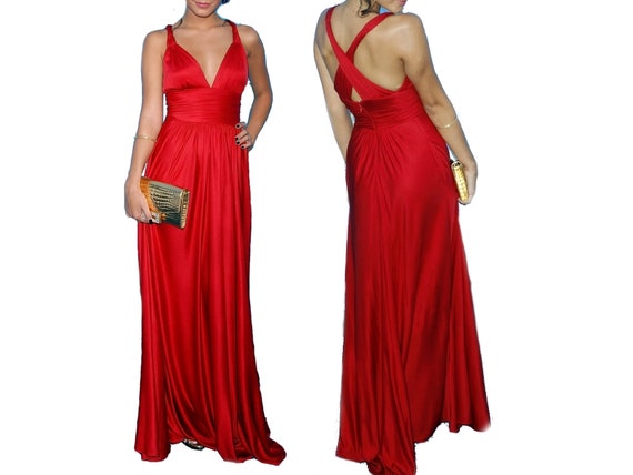 Echtes Schnäppchen 100 % reine Seide rot Neckholder Maxi Kleid - Etsy  Schweiz