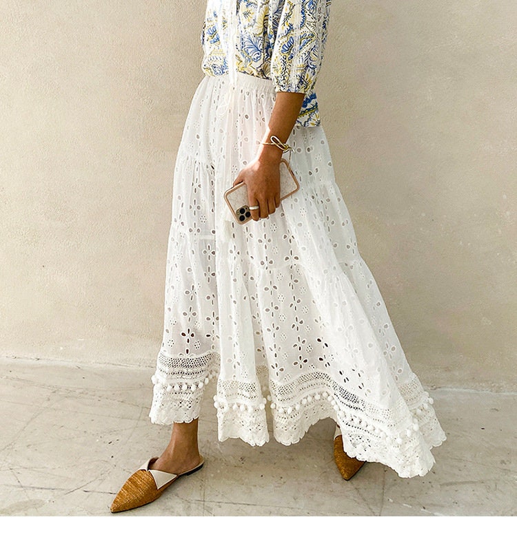 eyelet maxi skirt set