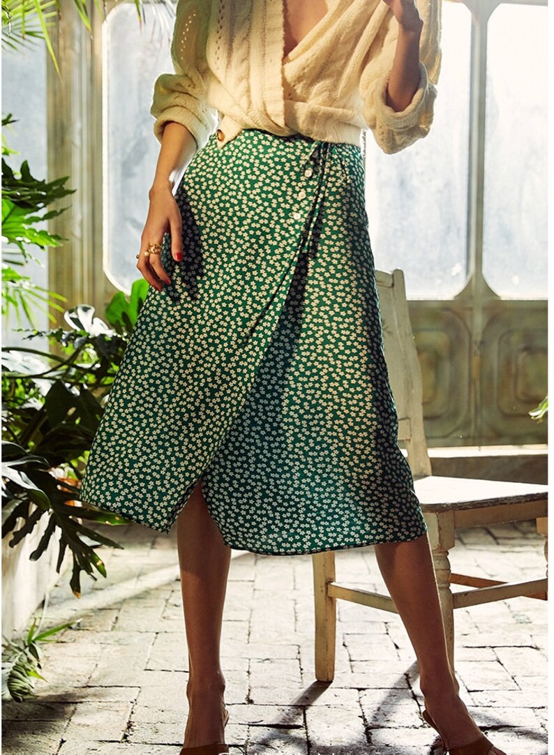 High quality green print slip skirt/ women skirt / casual Etsy