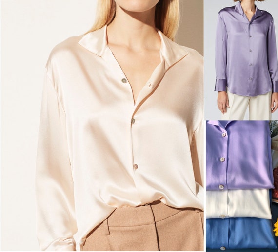 100 pure silk long sleeves blouse /women top /shirt /wardrobe Etsy