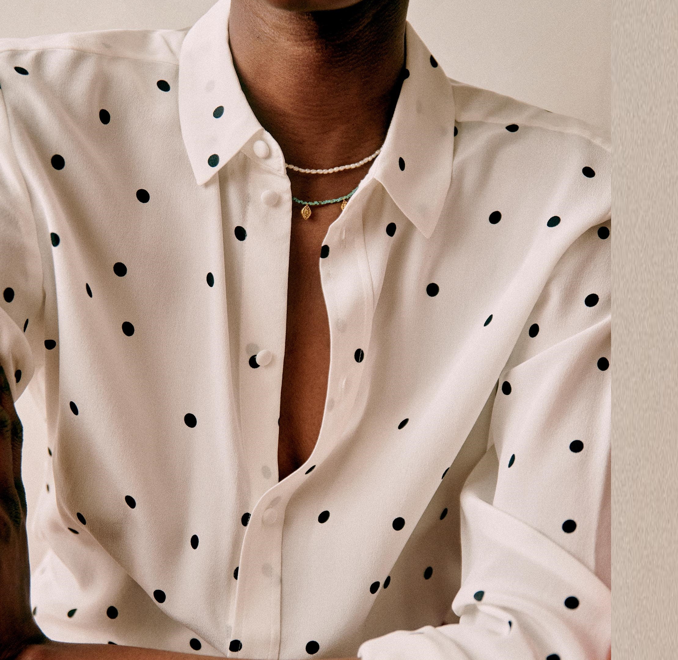 Satin polka-dot blouse - Women