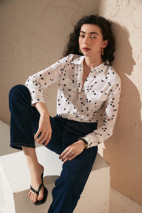 Button Down Blouse - Painted Dot Spice S