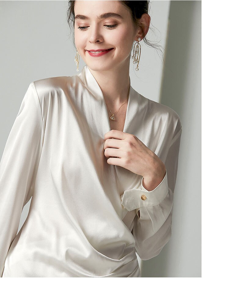 100 pure silk wrap top /women silk wrap top /workwear top Etsy