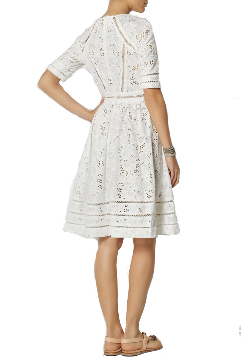 100 cotton white embroidery midi dress / women cotton dress Etsy