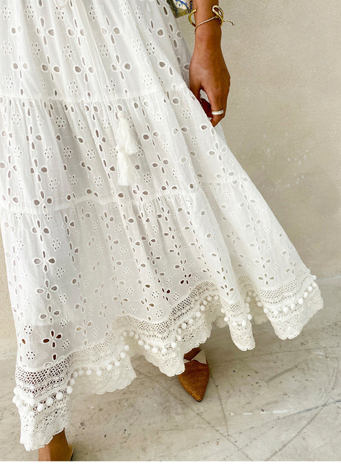 eyelet maxi skirt set