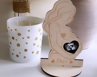 My wooden pregnancy Memory photo ultrasound baby future mother personalized belly souvenir