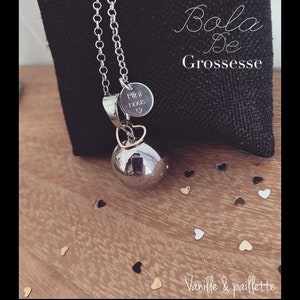 Personalized pregnancy bola mini us baby first name engraved mother-of-pearl heart pregnant breastfeeding gift future mother silver pink/gold baby shower image 7