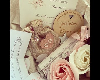 Coffret personnalisé boîte surprises cadeau bijoux fête anniversaire mariage demande annonce message fait main marraine mamie maman amie bff