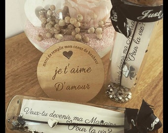 Fiole demande annonce marraine message personnalisé bracelet surprise idée cadeau original naissance grossesse confettis