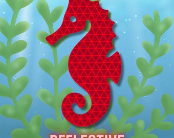 Reflective Seahorse Decal - Ocean Theme Reflector Sticker for Night Safety, High Visibility Warning Gear for Bike Helmet Trailer Stroller