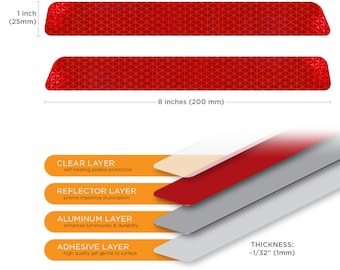 Car Truck Bumper Safety Reflective Sticker Decal Reflector (USA Designed & Made)