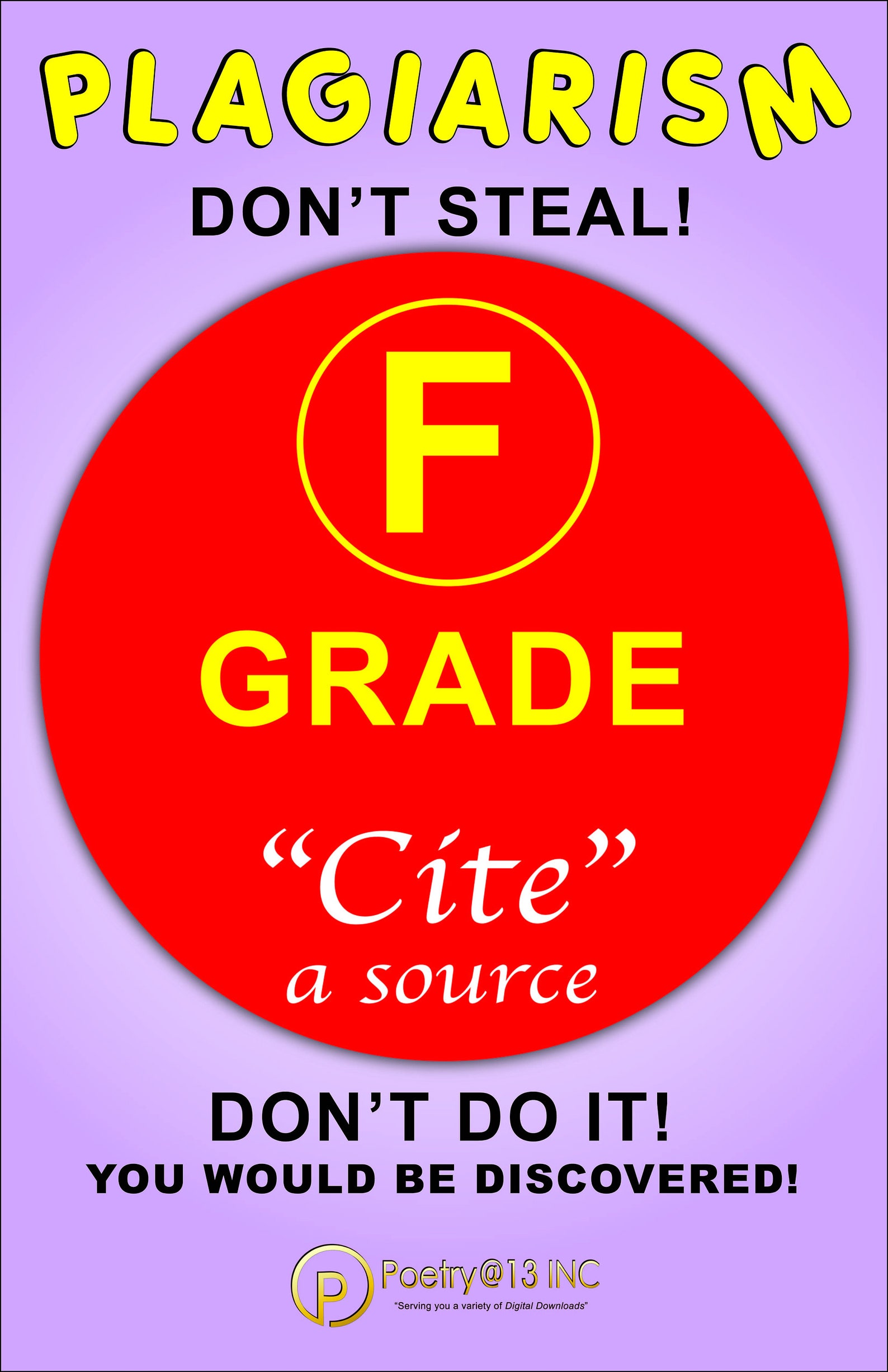 Plagiarism Poster Educational Poster Instant Download Etsy