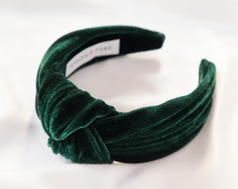 Smaragdgrün Samt High Knot Stirnband Geknotetes Stirnband