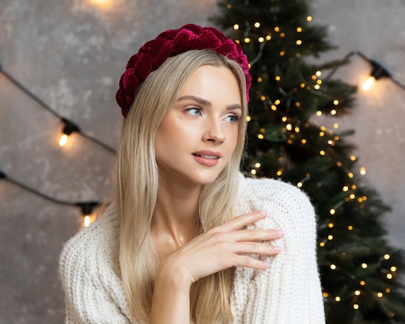 Burgundy Luxury Velvet Headband Braided - Etsy