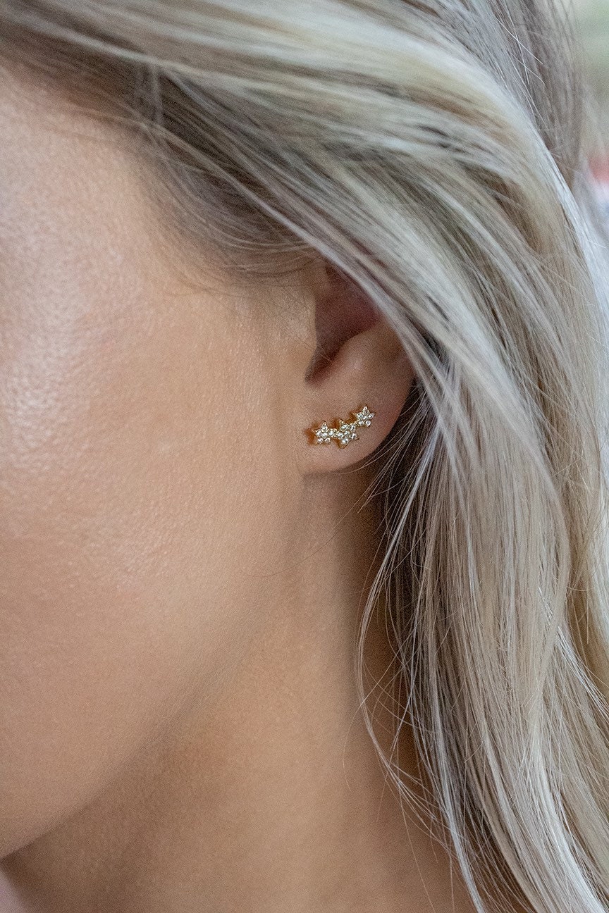 【threetimes】tht stud earrings 1 CT. T.W. Composite Diamond Triple Frame Stud Earrings in