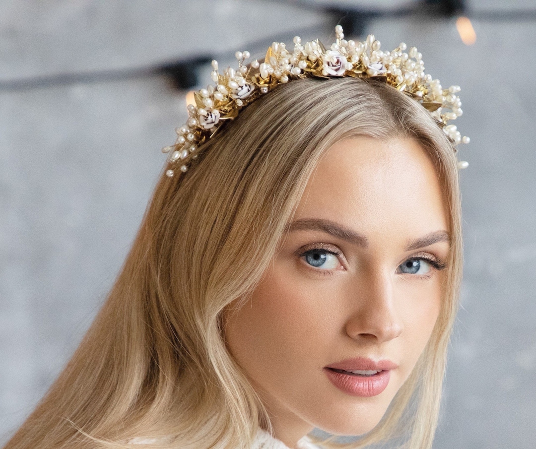 Gorgeous silk petals/Swarovski crystal bridal headpiece- Athena? Athena - Swarovski Crystal wedding Crown – Bella-Tiara main image 4