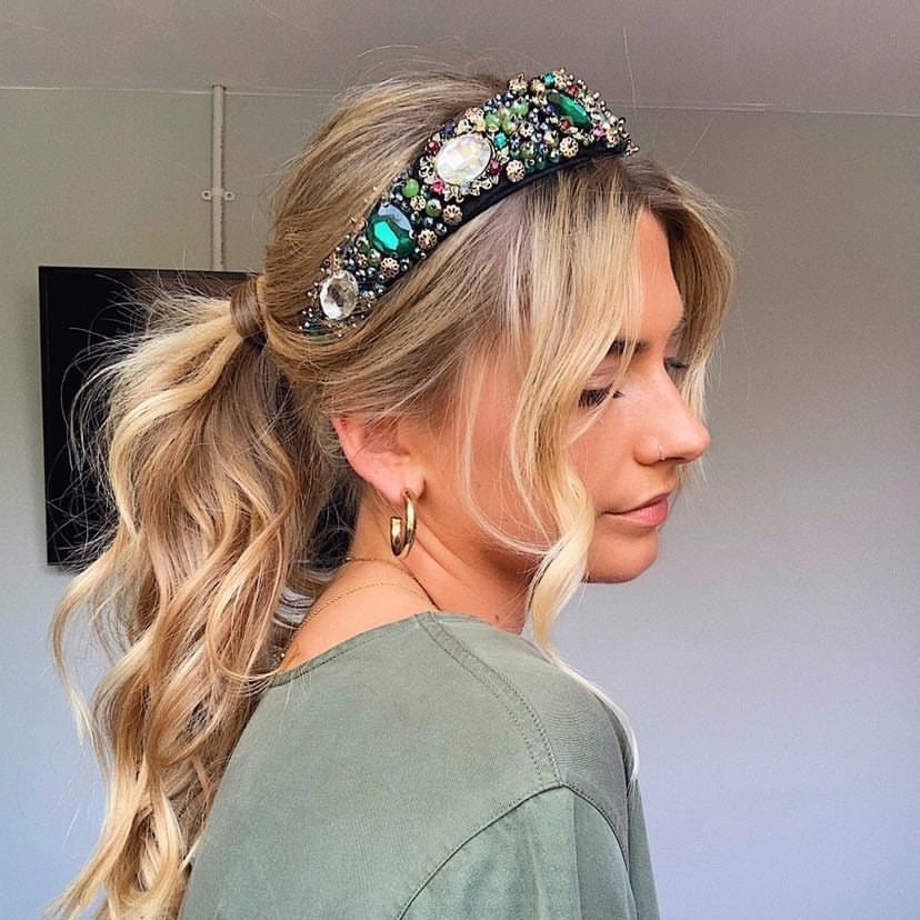Jewelled Headband Bright Blue Jewelled Headband – QueenMee Accessories main image 2