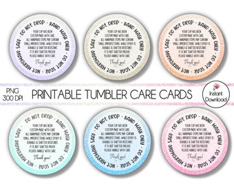 Printable Tumbler Care Card, Wash Instructions (PNG)