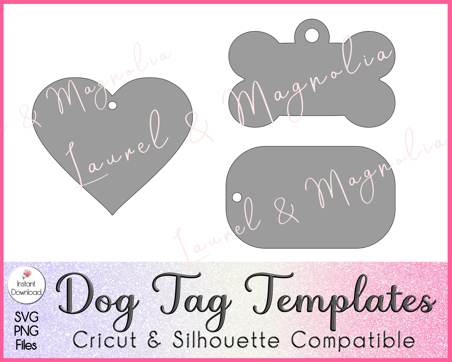 Dog Tags SVG Dog Tag Template Dog ID Dog Bone SVG Etsy